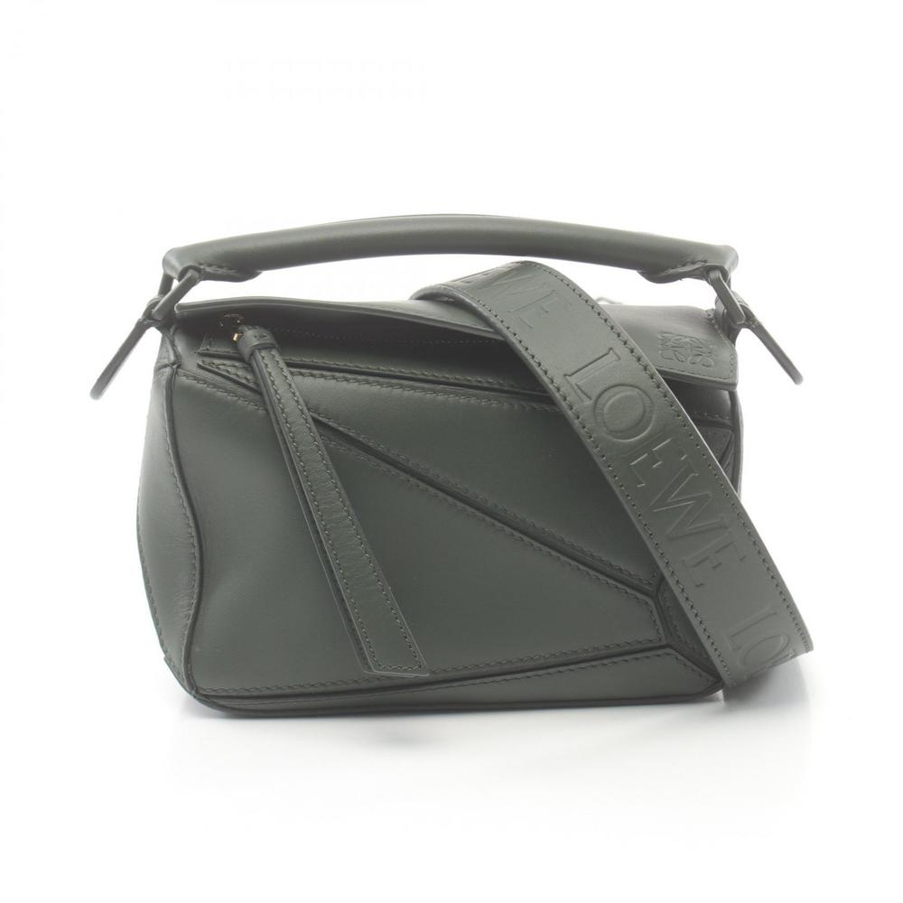 Loewe Puzzle Mini Solid Handbag Leather Green - image 1